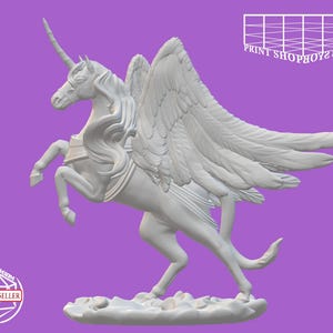 Miniatura di Alicorno | Miniatura di Unicorno Alato | Giochi di ruolo da tavolo come D&D o Pathfinder | 28 mm