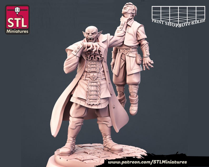 Vampire | Vampire Set | Tabletop Miniatures | STL Miniatures | 32mm | for RPGs like D&D or Pathfinder Vampire Lord C