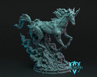 Zombie Horse Miniature | Undead Unicorn Figure | for D&D 5e, Pathfinder and other RPG's | 32mm | 75mm | 140mm
