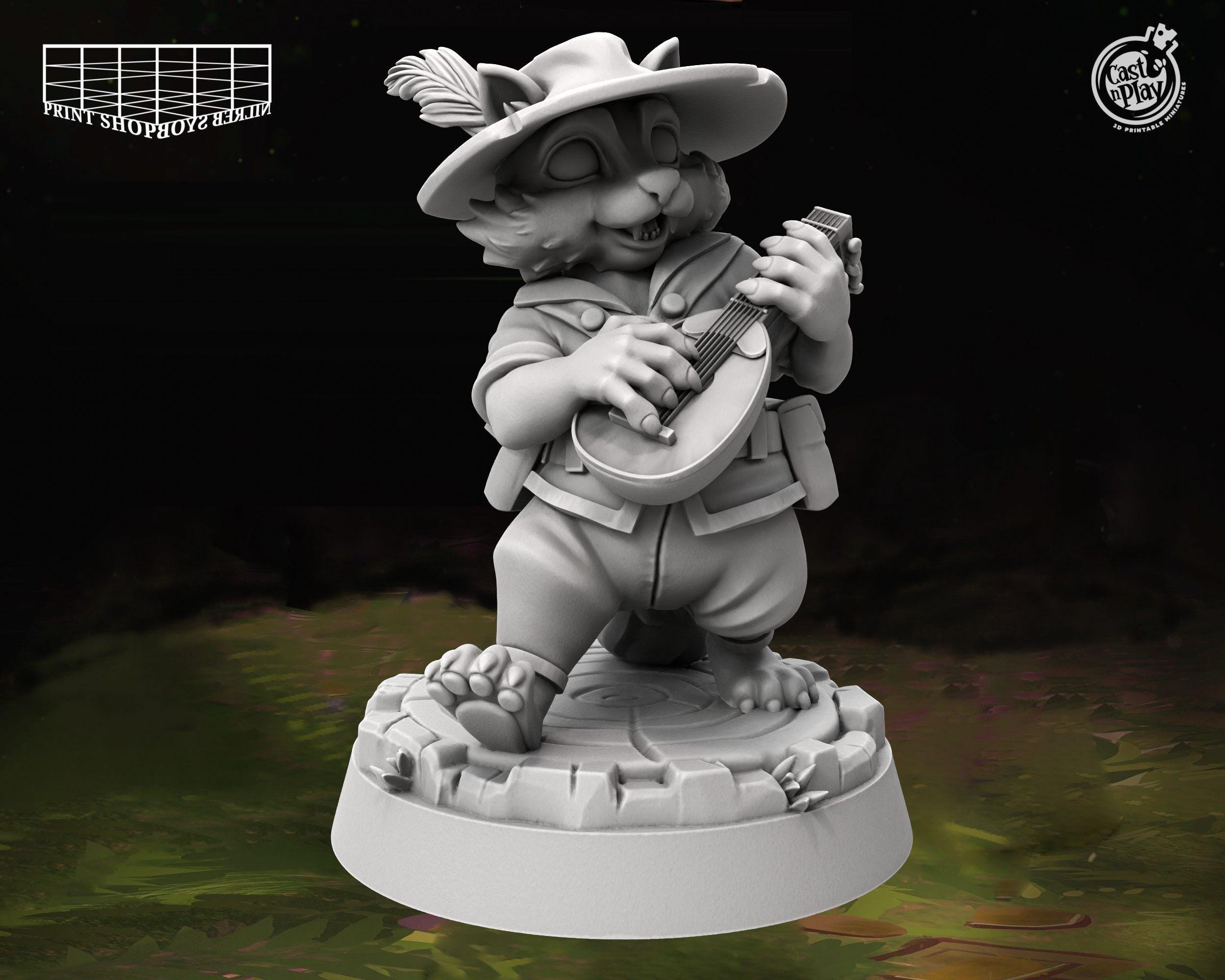 Raccoon Heroes Miniature Set | Mapach Bard Figure | Woodland Heroes ...