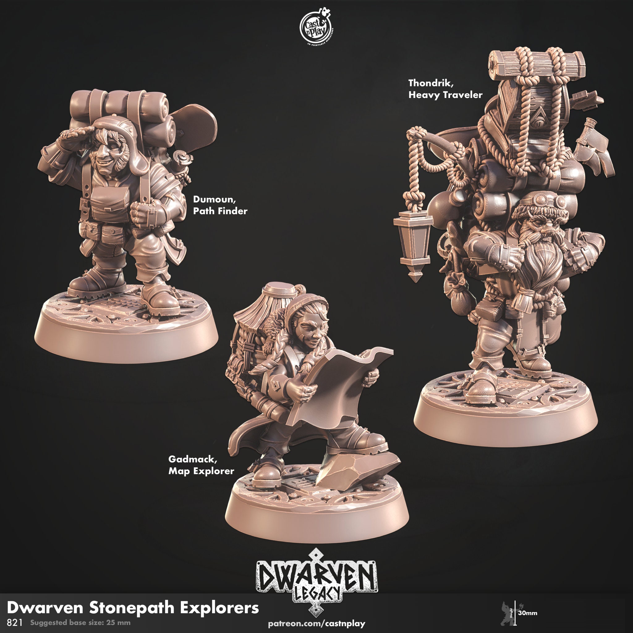 Overburdened Shield Dwarf Adventure Miniature | Dwarven Heavy