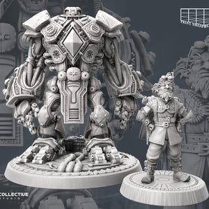 Gnome Inventor and Robot Miniature Set | Artificer Figure Pack | Hero | Encounter | for D&D 5e, Pathfinder and other RPG's | 32mm | 75mm