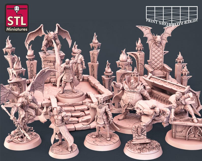 Vampire | Vampire Set | Tabletop Miniatures | STL Miniatures | 32mm | for RPGs like D&D or Pathfinder Complete Set