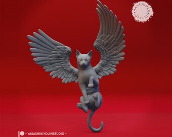 Tressym miniature | Winged Cat Flying Miniature Set | for D&D 5e, Pathfinder and other RPG's | 32mm