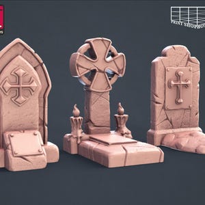 Grabsteine Miniatur | Tomb Stones Miniature | Undead Horde | STL Miniatures | 32mm | for modern Tabletop Games