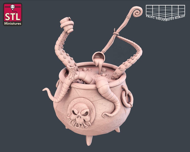 Witch Miniature Set | for D&D, Pathfinder and other RPG's | 32mm | STL miniatures Cauldron