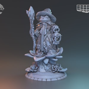 Frog Folk Wizard Zee Miniature | Bullywug Mage Figure | for D&D 5e, Pathfinder and other RPGs | 28 mm | 32 mm | 75 mm