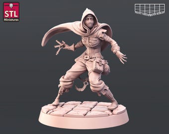 Thief miniature | Female Thief Miniature | Tabletop Miniatures | STL Miniatures | 32mm | for RPGs like D&D or Pathfinder