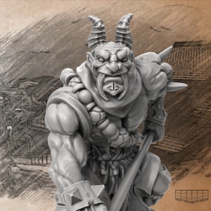 Immortal Oni Fighter Miniature | Oni Naginata Warrior Miniature | for D&D 5e, Pathfinder and other RPG&#39;s | 32 mm