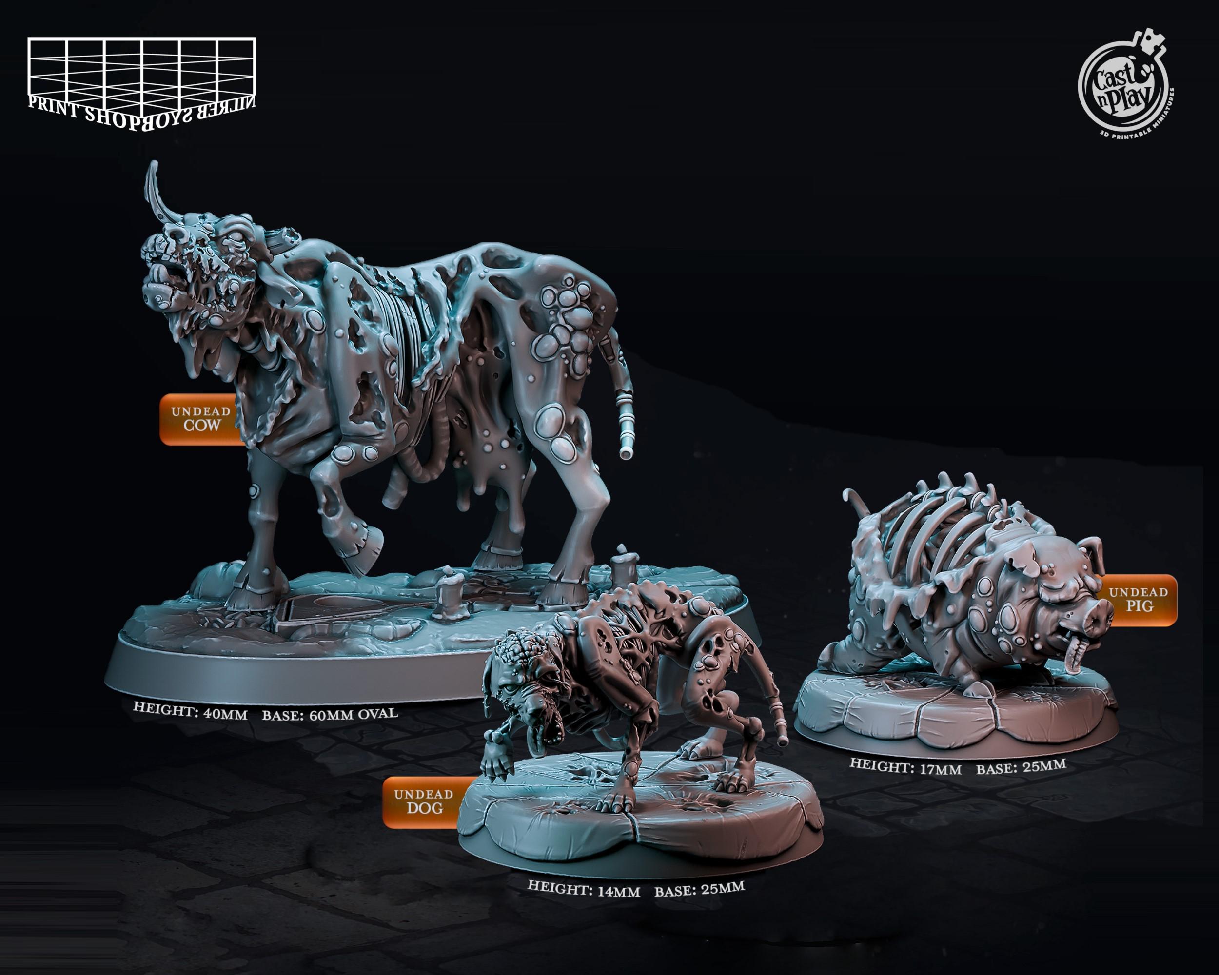Zombie Animals Miniature Set | Undead Companions Figure Pack