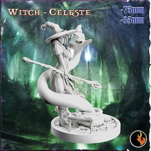 Elf Sorceress Miniature | Female Elf Witch Miniature | for D&D 5e, Pathfinder and other RPG&#39;s | 28mm | 32mm | 75mm