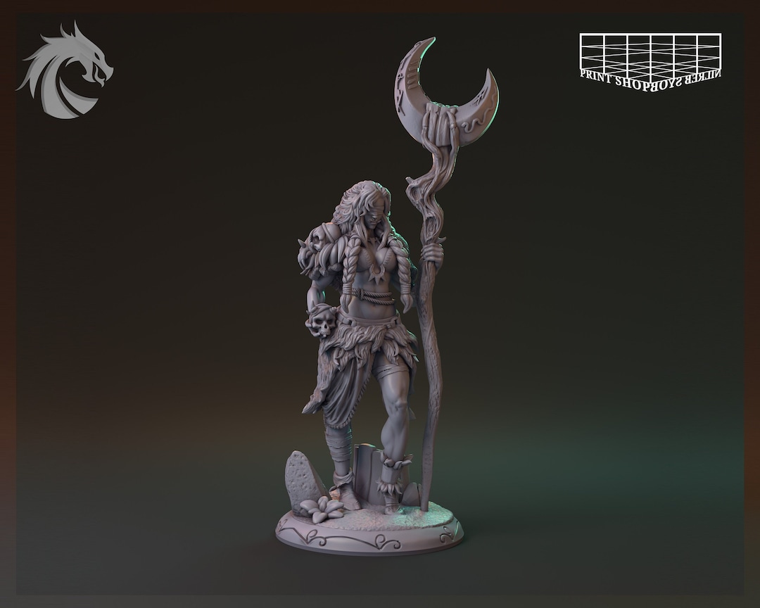 Figurine Orque Chaman 32 Mm - Non Peinte - Pour Donjons & Dragons, Pathfinder, Jeux De Rôle Fantasy