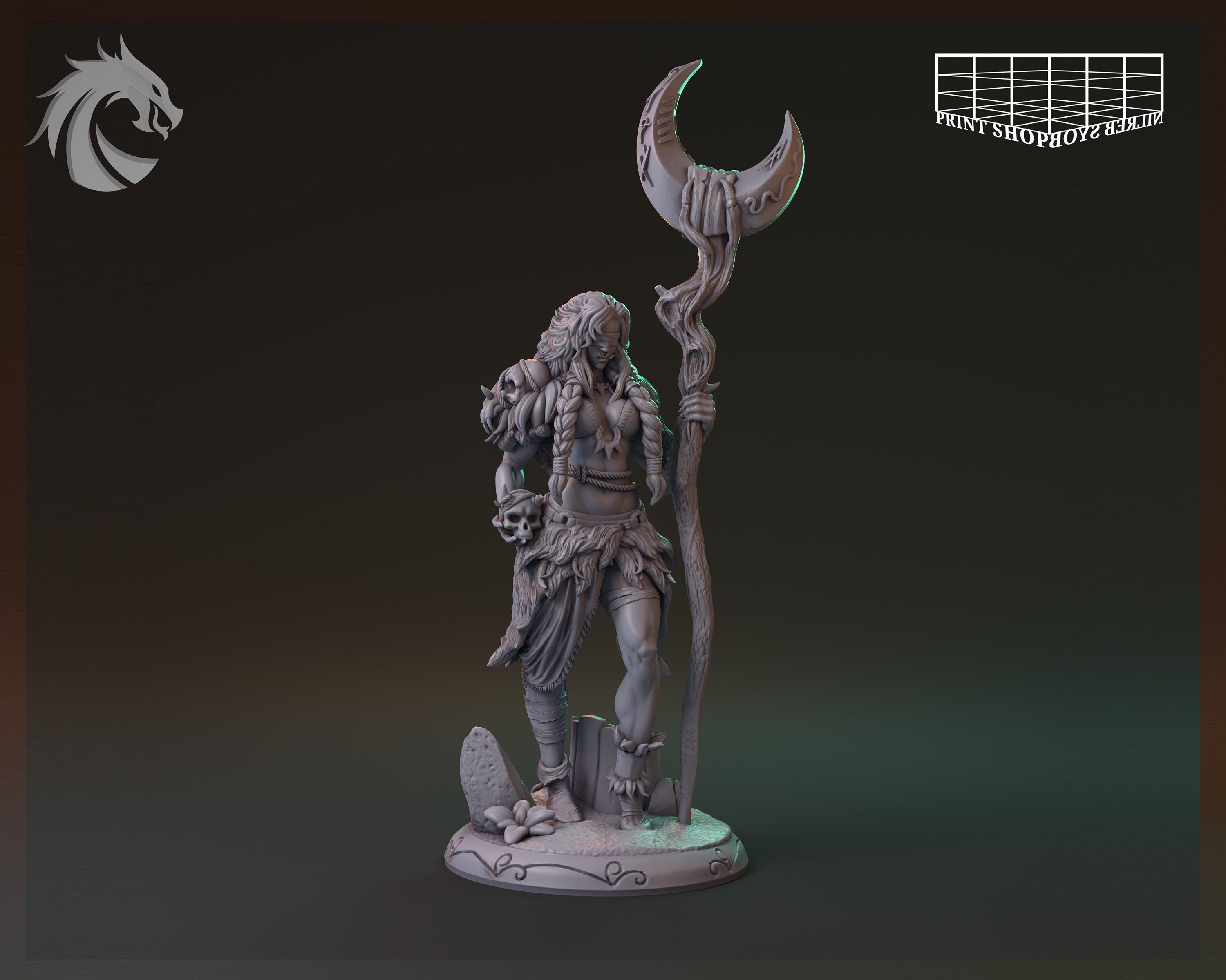 Figurine Chaman Orque 32mm Non Peinte - Miniature Pour Dungeons & Dragons, Pathfinder - Jeu De Rôle Chaman Orque Pour Jeux De Rôle