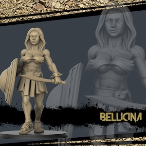 Bellicina - Gladiator met zwaard miniatuur | Vrouwelijke zwaardvechter | Glorieuze gladiatoren | Tafelblad-RPG's zoals D&D of Pathfinder