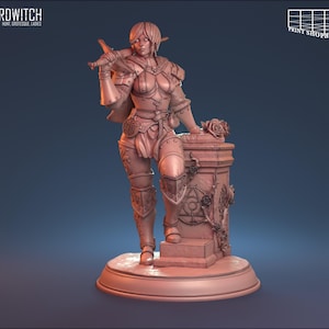 Rosenkrigaren Wandra Miniatyr | Kvinnlig mänsklig svärdkämpefigur | för D&D 5e, Pathfinder och andra RPG:er | 28 mm | 32 mm | 75 mm | 100 mm