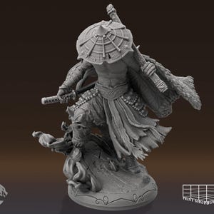 Japanese Warrior Miniature | Ronin Katana Fighter Miniature | for D&D 5e, Pathfinder and other RPG&#39;s | 28mm | 32mm | 75mm