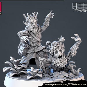 Dwarf Druid Miniature | Dwarf Conjurer Miniature | for D&D 5e, Pathfinder and other RPG's | 32mm | STL miniatures