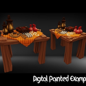 Table with goods miniature | Table with Wares Miniature | terrain | Tabletop RPGs like D&D or Pathfinder | 28mm