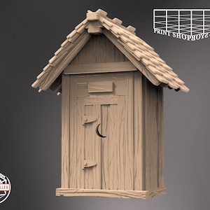 Miniatura de lugar tranquilo | Miniatura de letrina | Terreno | Juegos de rol de mesa como D&D o Pathfinder | 28 mm