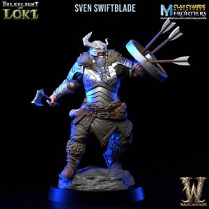 Miniatura bárbara vikinga hábil | Viking Hacha Luchador Sven Miniatura | Personaje heroico | para D&D 5e, Pathfinder y otros juegos de rol | 32mm