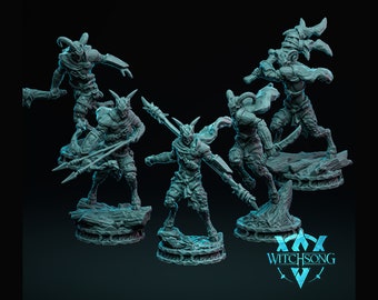 Faun Fighter Miniature Set | Satyr Soldier Pack | for D&D 5e, Pathfinder and other RPG's | 32mm | 75mm
