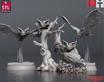 Hideous Bat Miniature Set | Blood Bat Miniature Pack | Iconic Monsters | for D&D 5e, Pathfinder and other RPG&#39;s | 32mm