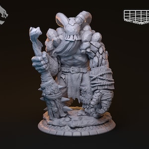 Stone Golem Demon Miniature | Earth Elemental Warrior Miniature | for D&D 5e, Pathfinder and other RPG's | 28mm | 32mm | 75mm | 100mm