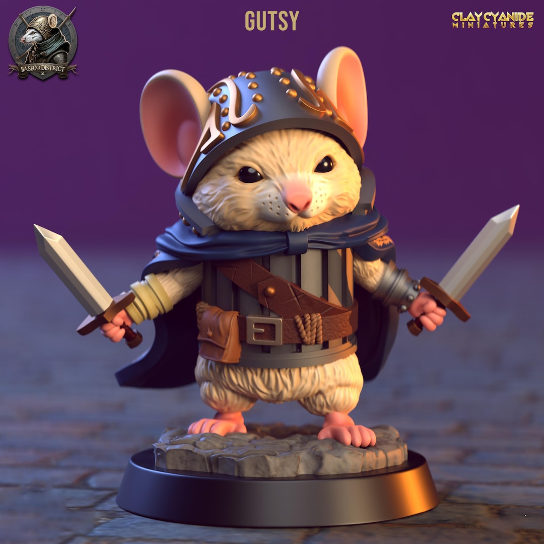 Gutsy, the Nimble Mouse Knight Miniature | Mice Rogue Miniature | for D ...