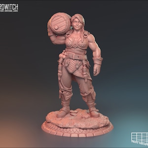 Tunnbärare Bianka Miniatyr | Kvinnlig Tavern Bouncer Figur | för D&D 5e, Pathfinder och andra RPG | 28mm | 32mm | 75mm