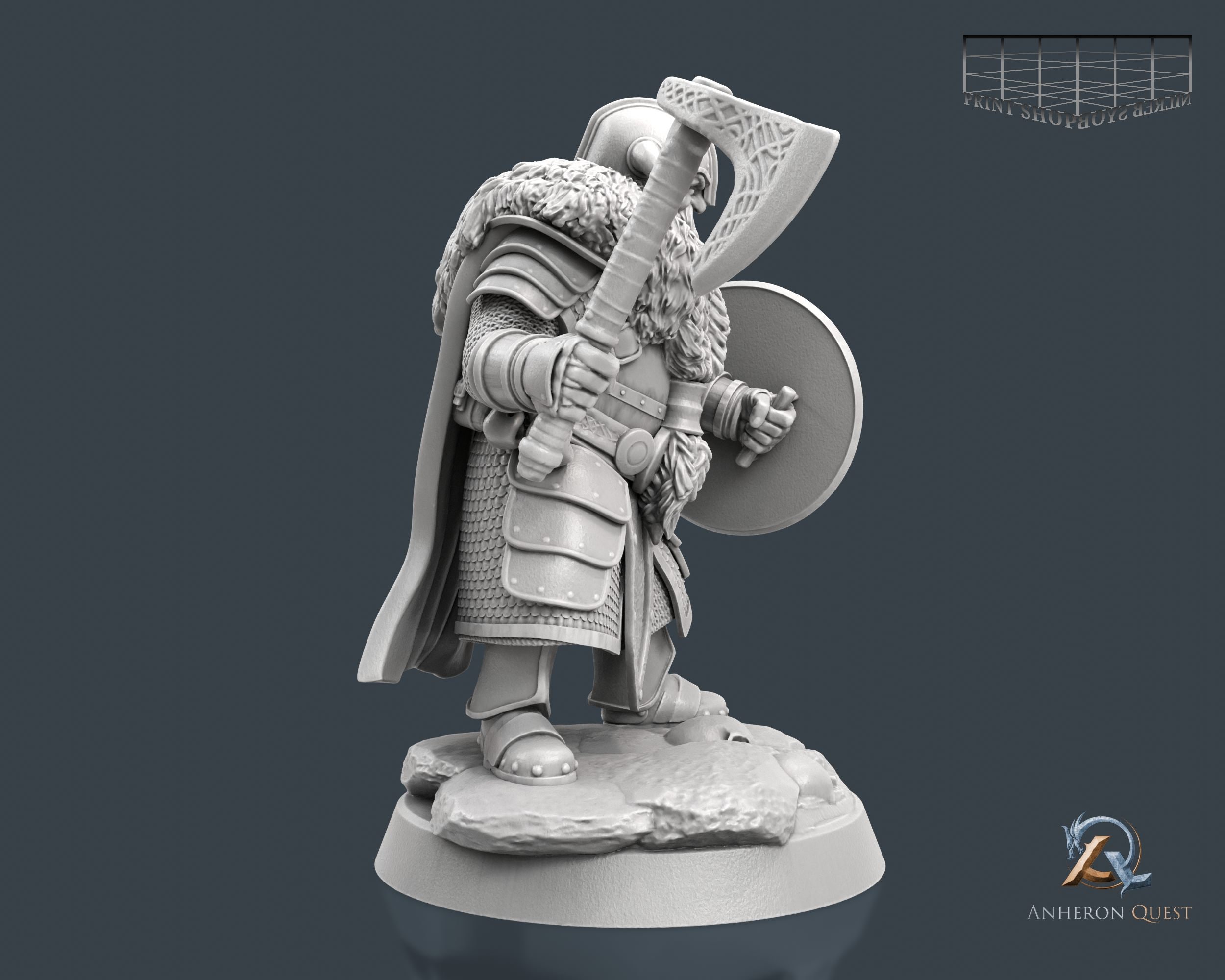 silver mutate×high shield dwarf pup oc Dwarven Fighter With Axe and Shield Miniature | Dwarven