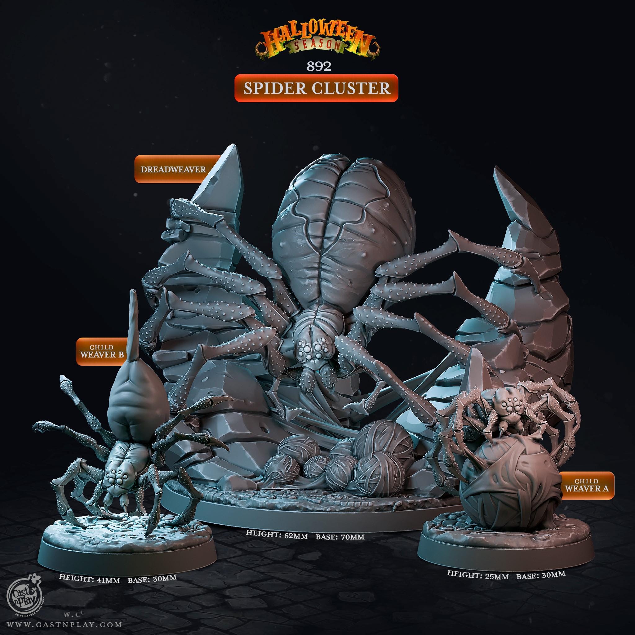 Giant Spider With Offspring Miniature Set | Spider Cluster Figure