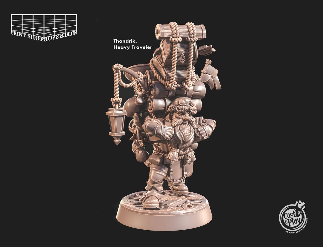 Overloaded Shield Dwarf Adventure Miniature | Dwarven Heavy