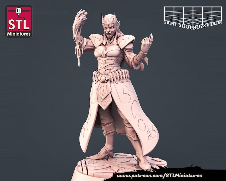 Vampire | Vampire Set | Tabletop Miniatures | STL Miniatures | 32mm | for RPGs like D&D or Pathfinder Vampire Lord A