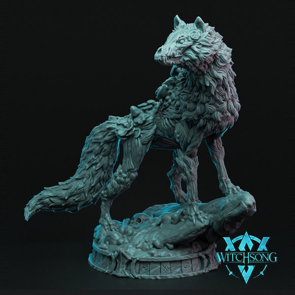 Zombiewolf miniatuur | Undead leider Wolf figuur | voor D&D 5e, Pathfinder en andere RPG's | 28 mm | 32 mm | 75 mm