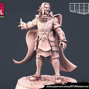 Miniatura de líder vampiro | Señor vampiro | Horda de no muertos | Miniaturas STL | 32 mm | para juegos de mesa modernos