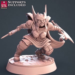 Dwarf Paladin Miniature |  Female Dwarf Paladin | Heroic Character | STL Miniatures | 32mm | for modern tabletop games