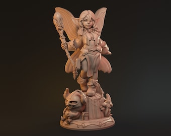 Miniatuur van een jonge elf | Miniatuur van een jonge bosfee | voor D&D 5e, Pathfinder en andere RPG's | 28 mm | 32 mm | 75 mm