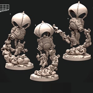 Dwarven Inventor Airstrike Miniature Set | Dwarven Vulcan Solvars Artificer Figure Pack | for D&D 5e, Pathfinder and other RPG&#39;s | 32 mm