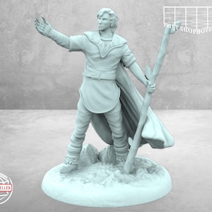 Miniatura de druida semielfo | Miniatura de druida semielfo | Personaje heroico | Juegos de rol de mesa como D&D o Pathfinder | 28 mm