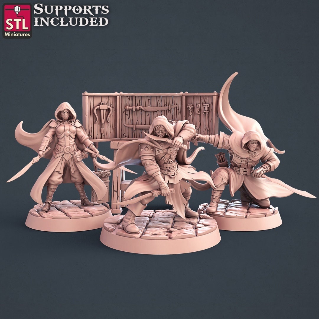 Villains Set Miniature Assassin Figure Set Tabletop Miniatures STL ...