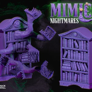 Mimic Bookshelf Miniature | Mimic Book Shelf Set Miniature | for D&D 5e, Pathfinder and other RPG&#39;s | 28mm