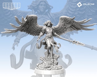 Aasimar Paladin Dianna Miniature | Female Angel Knight Figure | Heroine | Encounter | for D&D 5e, Pathfinder and other RPG&#39;s | 32mm | 75mm