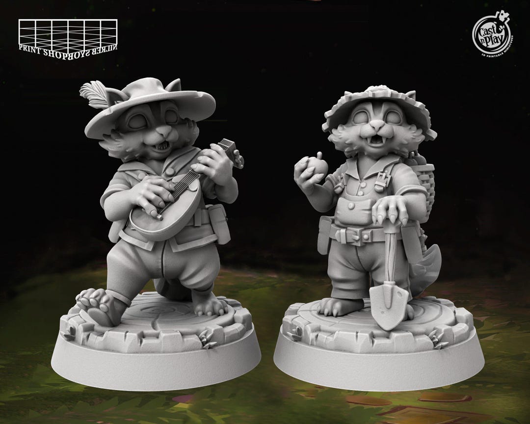 Raccoon Heroes Miniature Set | Mapach Bard Figure | Woodland Heroes ...