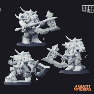 Dwarf Commanders with War Axe Miniature Set | Dwarf Giant Generals Figure Pack | for D&D 5e, Pathfinder and other RPG&#39;s | 32 mm