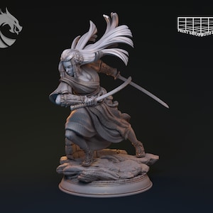 Female Samurai Fighter Miniature | Onna-bugeisha Miniature | for D&D 5e, Pathfinder and other RPG&#39;s | 28 mm | 32 mm | 75 mm