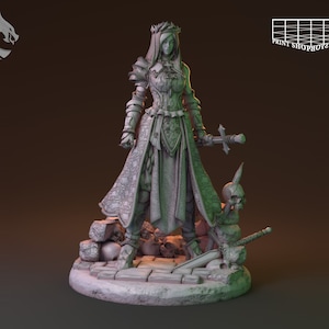 Nun Healer Miniature | Female Cleric Miniature | for D&D 5e, Pathfinder and other RPG&#39;s | 28mm | 32mm | 75mm
