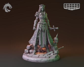 Nun Healer Miniature | Female Cleric Miniature | for D&D 5e, Pathfinder and other RPG's | 28mm | 32mm | 75mm