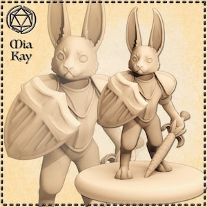 Hare Warrior Miniature | Rabbit Warrior Miniature | Heroic Character | Tabletop RPGs like D&D or Pathfinder | 28mm