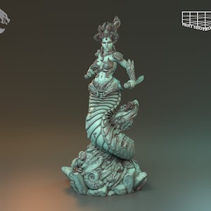 Serpente Persone Guerriero O Shessa Miniatura | Figura di combattente popolare serpente femminile | per D&D 5e, Pathfinder e altri giochi di ruolo | 28 mm | 32 mm | 75 mm