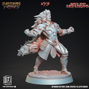 Miniatura bárbara elfa oscura | Miniatura Vampiro Bárbaro | para D&D 5e, Pathfinder y otros juegos de rol | 32mm